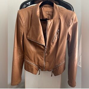 🤠🤎BLANKNYC WOMANS BROWN FAUX LEATHER BOMBER JACKET SIZE SMALL🤎🤠